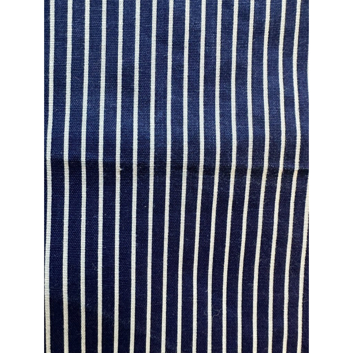 Vintage Wamsutta Navy White Pinstripe Ticking Fabric 2 Yds 16 In Deadstock OOP