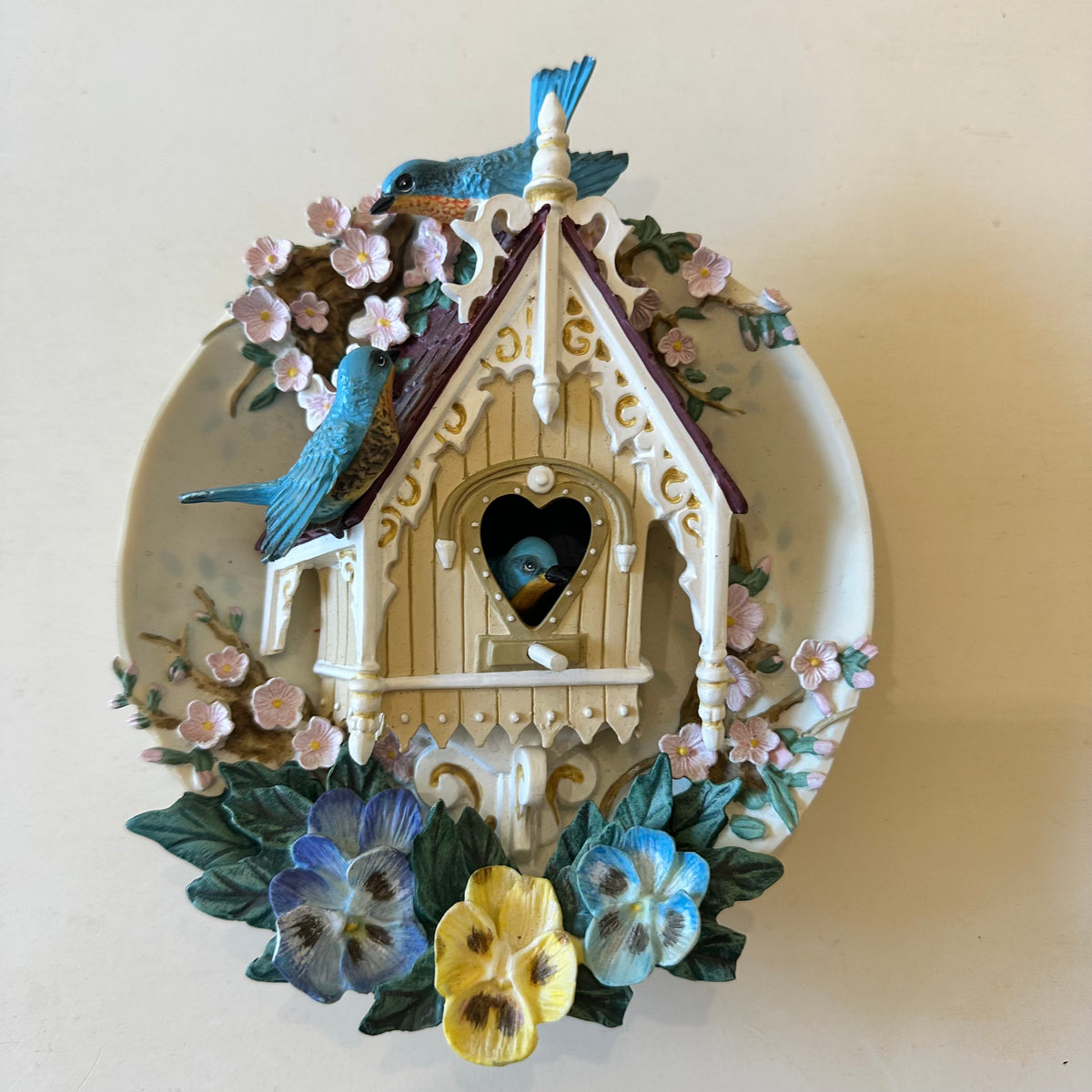 Vintage Bradford Exchange "Our Gingerbread Cottage" 1997 3D Bluebird Plate, First Issue Nesting Neighbors Collector Plate