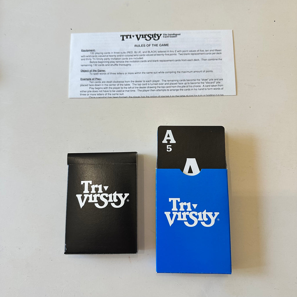 Vintage 1988 Tri-Virsity The Intelligent Card Game 100% Complete Tri-Vir Sales Rummy Word Board Game Solo Family Night