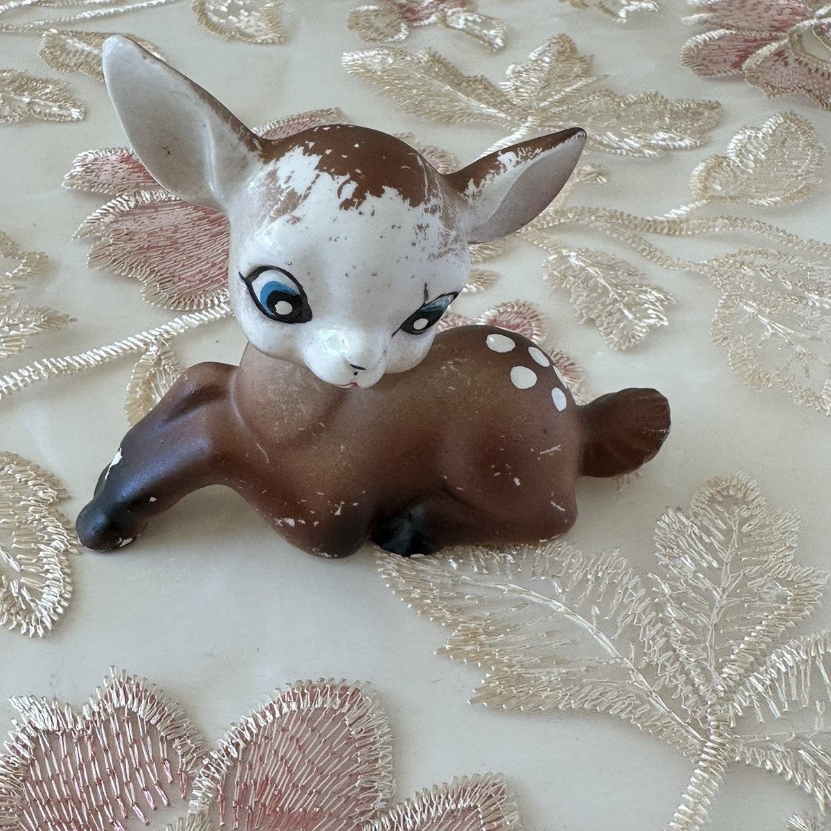Vintage Ceramic Nara Style Fawn Figurine, Made in Japan, MCM Kitsch Deer