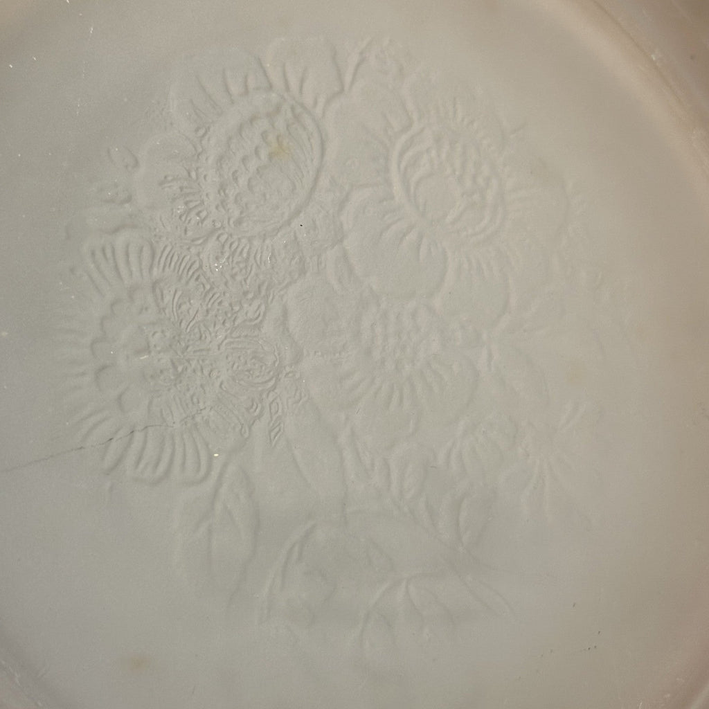 Lot of 2 VTG Mayfair Frosted Pink Depression Glass Serving and Relish Bowl Paint