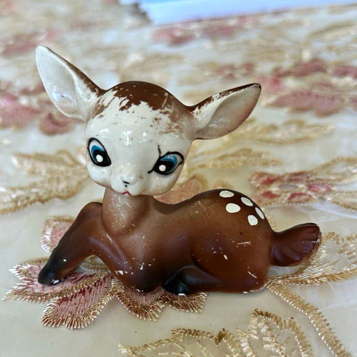 Vintage Ceramic Nara Style Fawn Figurine, Made in Japan, MCM Kitsch Deer