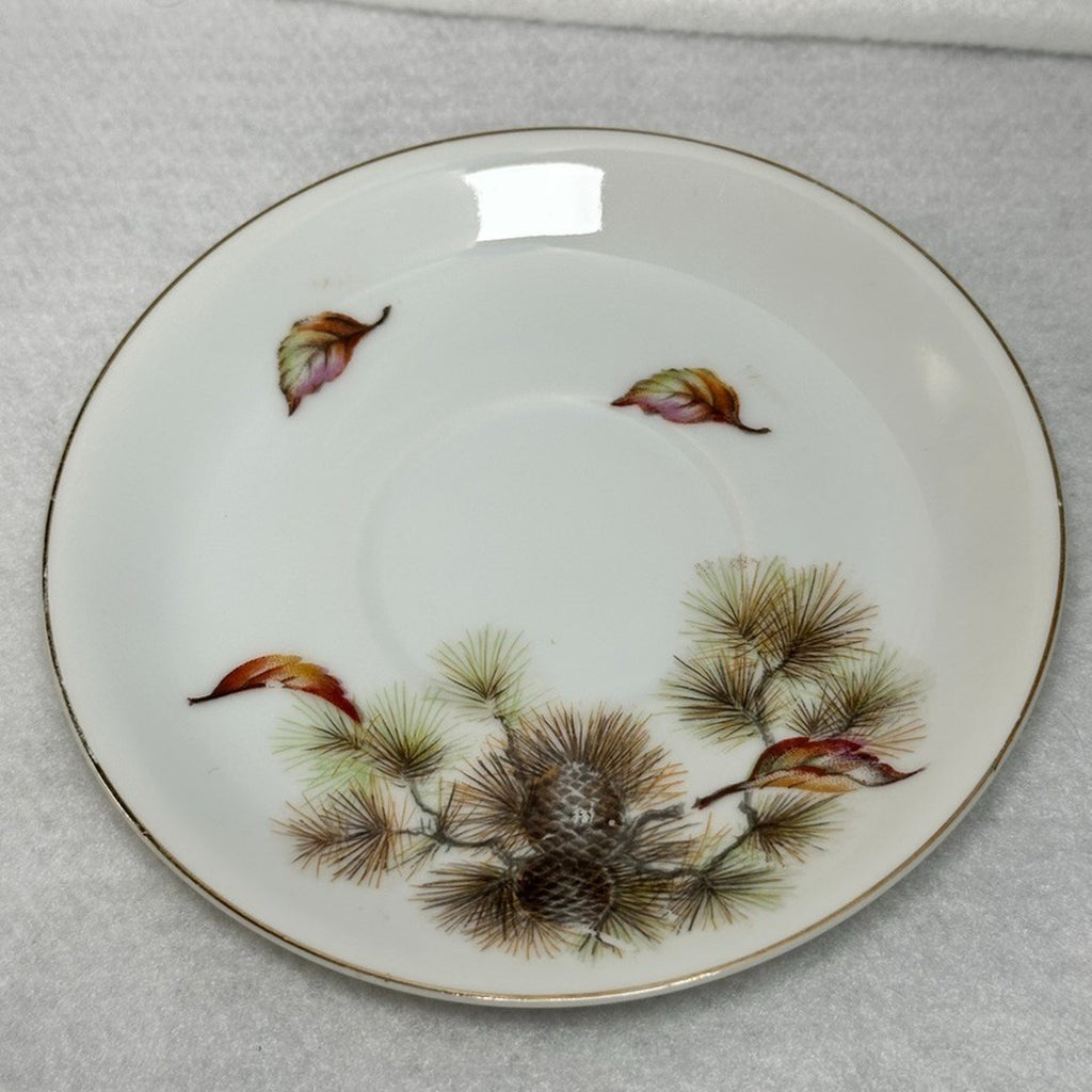 Vintage Gem China Japan Pinecone Teacups Saucers Plates Sugar Bowl Set