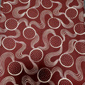 Vintage African Wax Print Ankara Cotton Fabric 1 Yd - Burgundy White Geometric