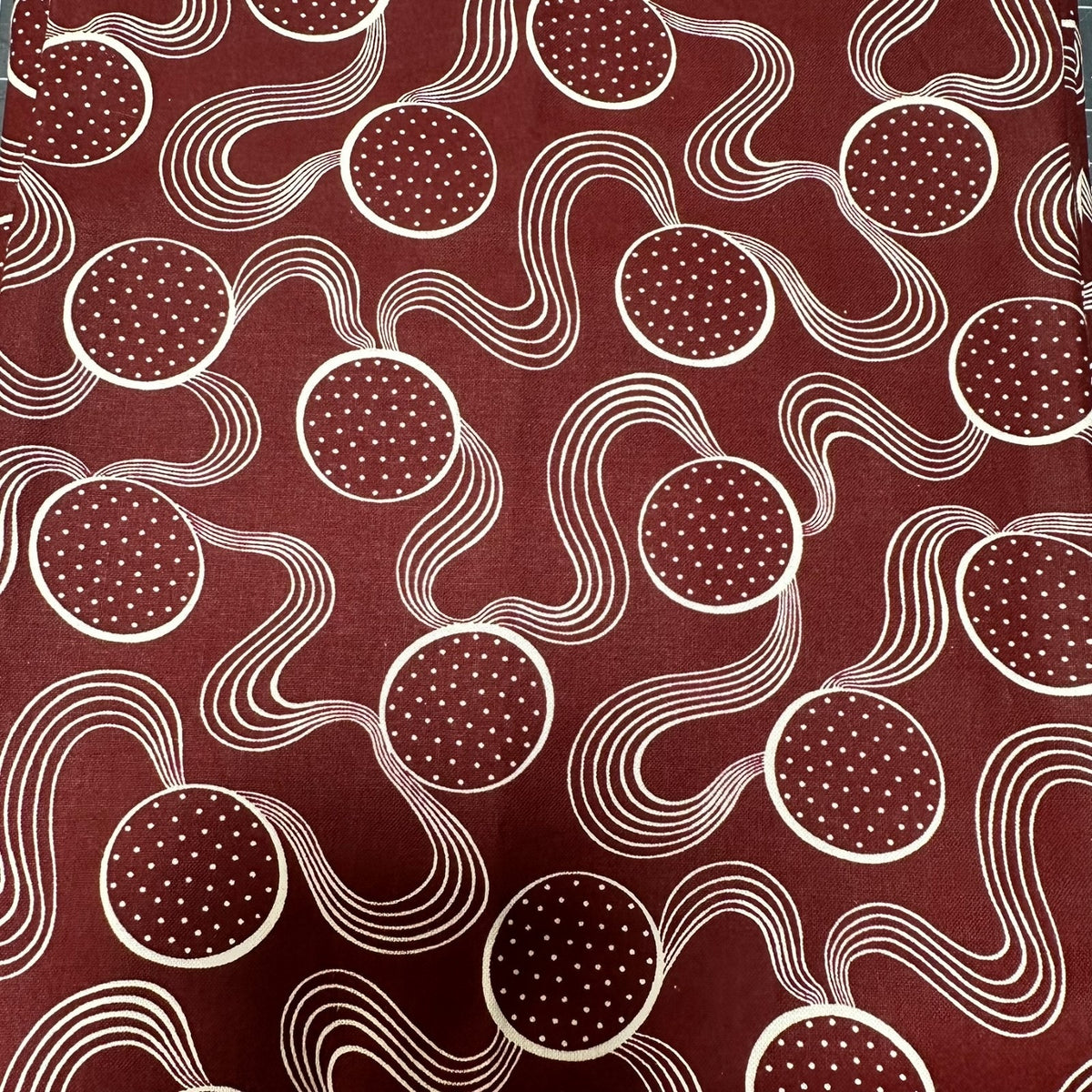 Vintage African Wax Print Ankara Cotton Fabric 1 Yd - Burgundy White Geometric