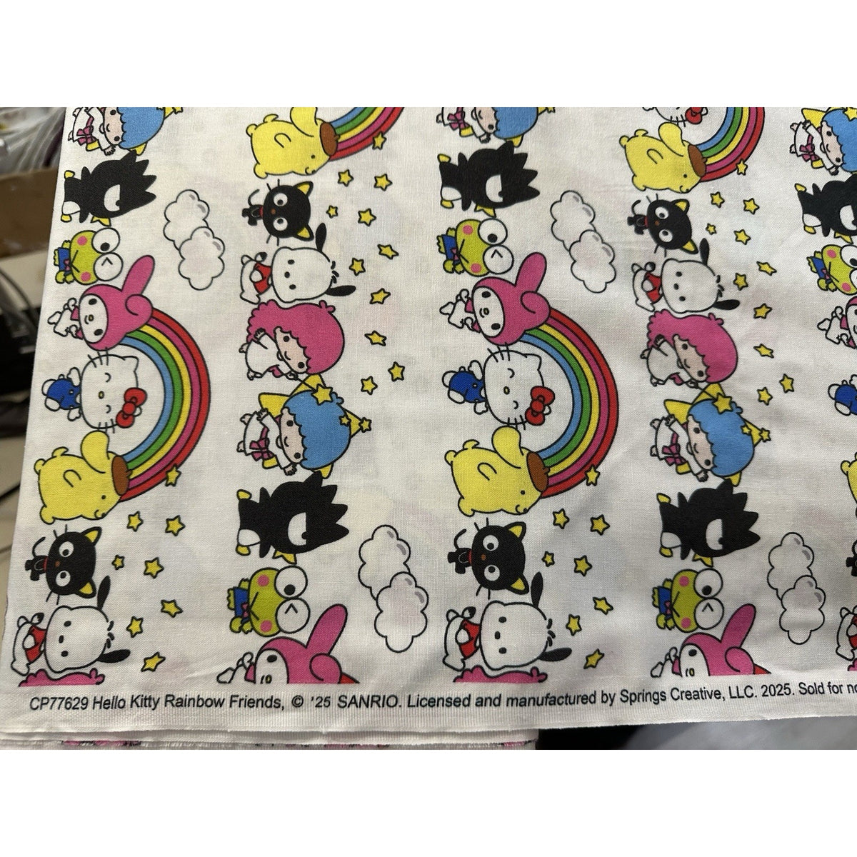 NEW Sanrio Hello Kitty Rainbow Friends Cotton Fabric - By the 1/2 Yard
