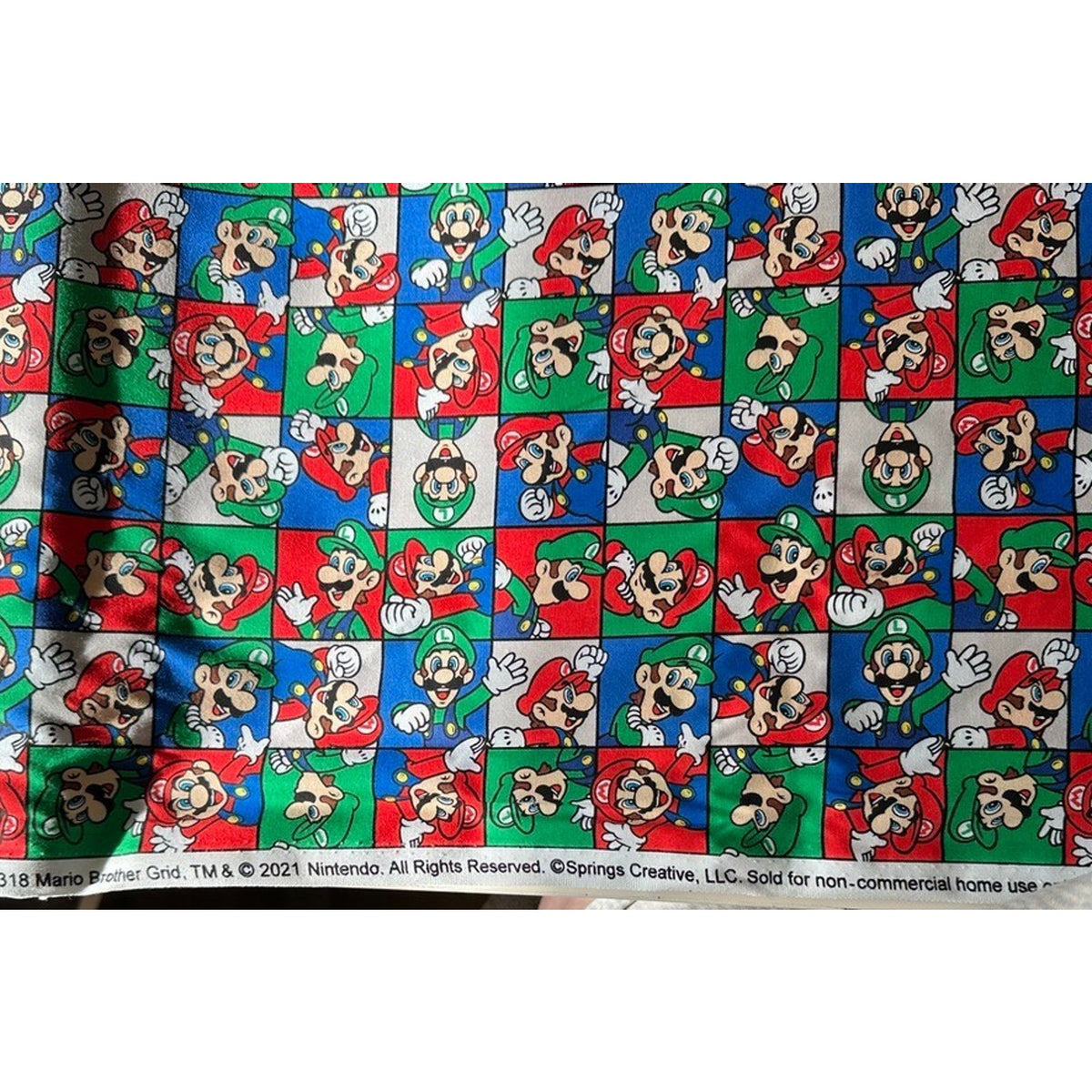 Nintendo Super Mario Luigi Character Grid Cotton Fabric By 1/2 Yard Springs