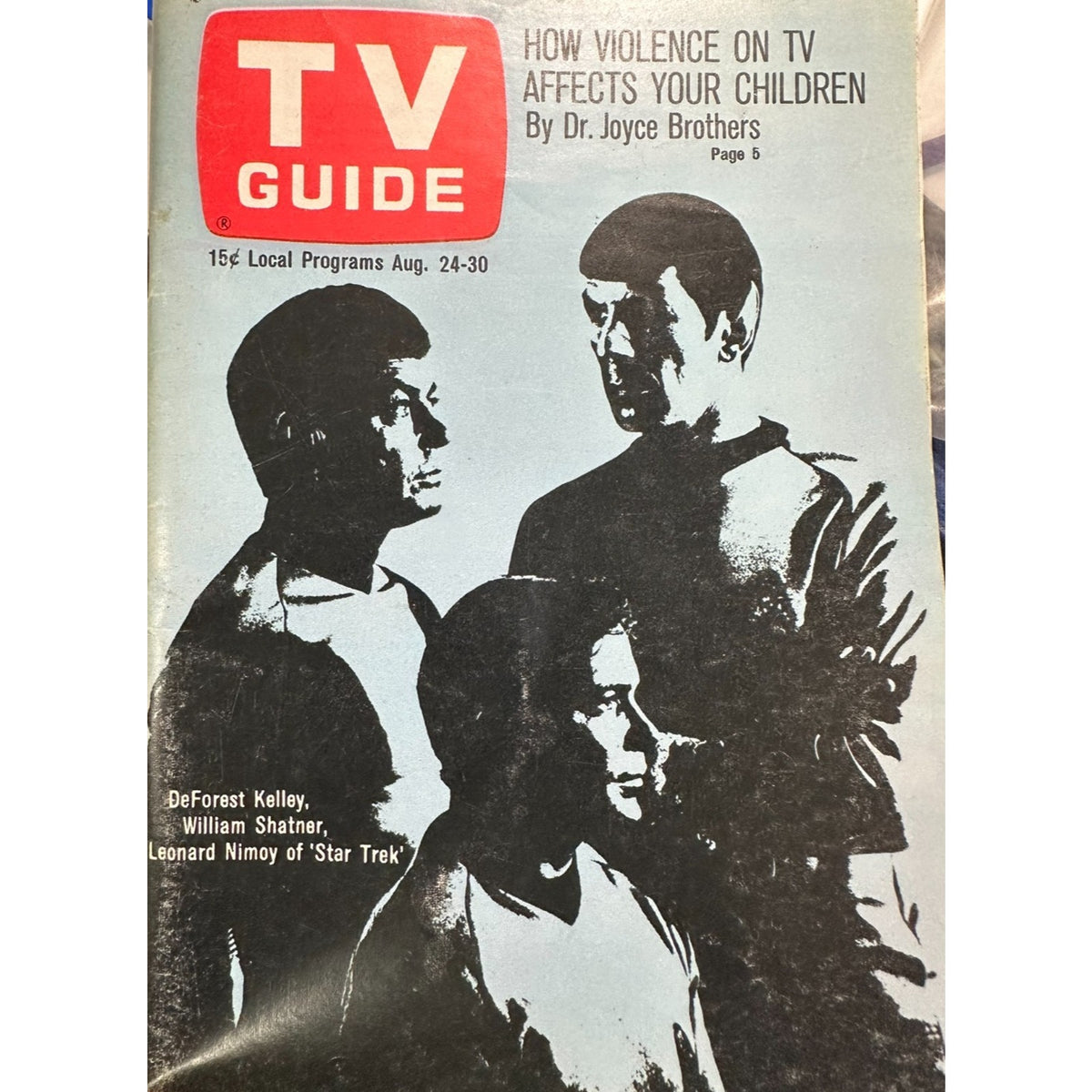 Vintage 1968 TV Guide #802 Star Trek Cover Seattle Tacoma Shatner Nimoy EX/NM