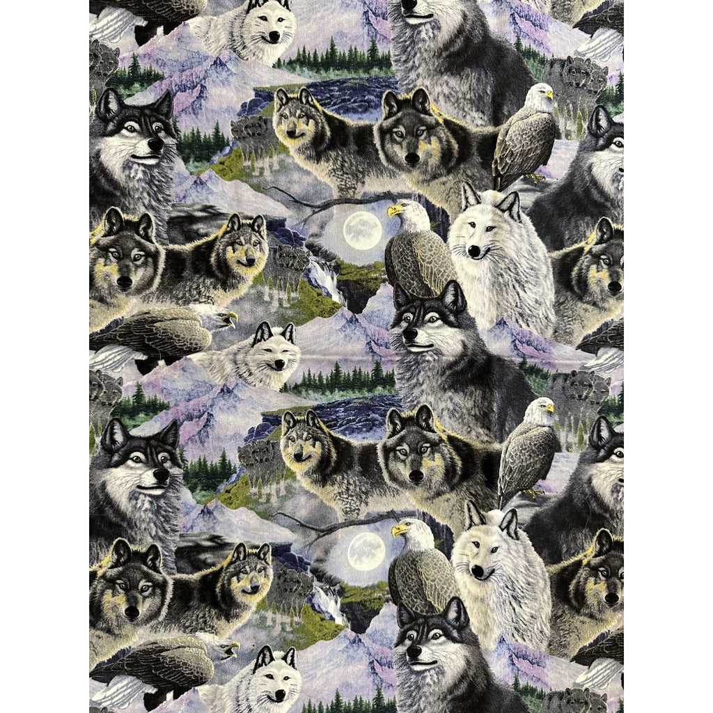 Wolves Eagles Moon Fabric Four Seasons David Textiles Wildlife Quilting Cotton