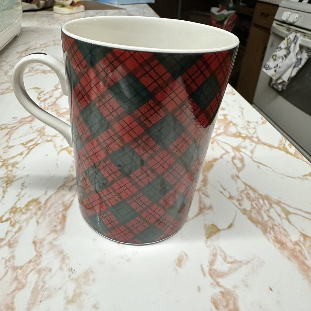 VTG Sasaki Tartan Plaid Christmas Coffee Mugs Set of 3 Charles Roberts Japan