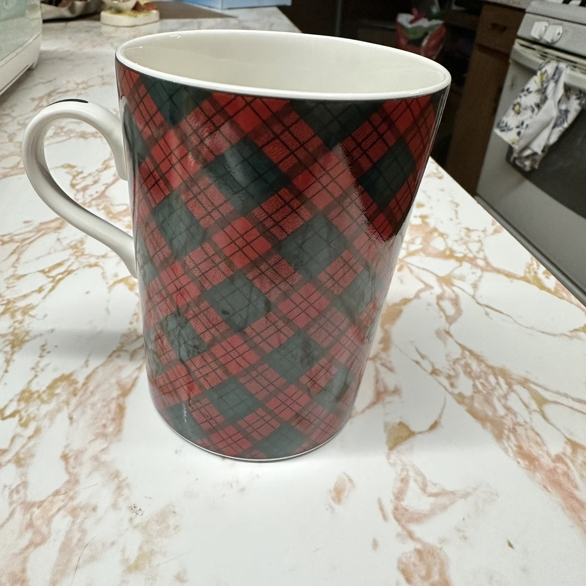VTG Sasaki Tartan Plaid Christmas Coffee Mugs Set of 3 Charles Roberts Japan