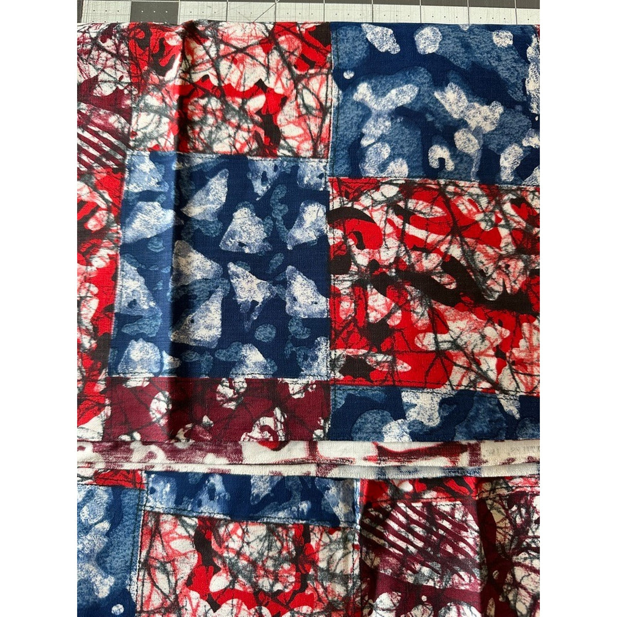 Vintage 1970s Schwartz Liebman Batik Fabric 3 Yds - Patriotic Red White Blue