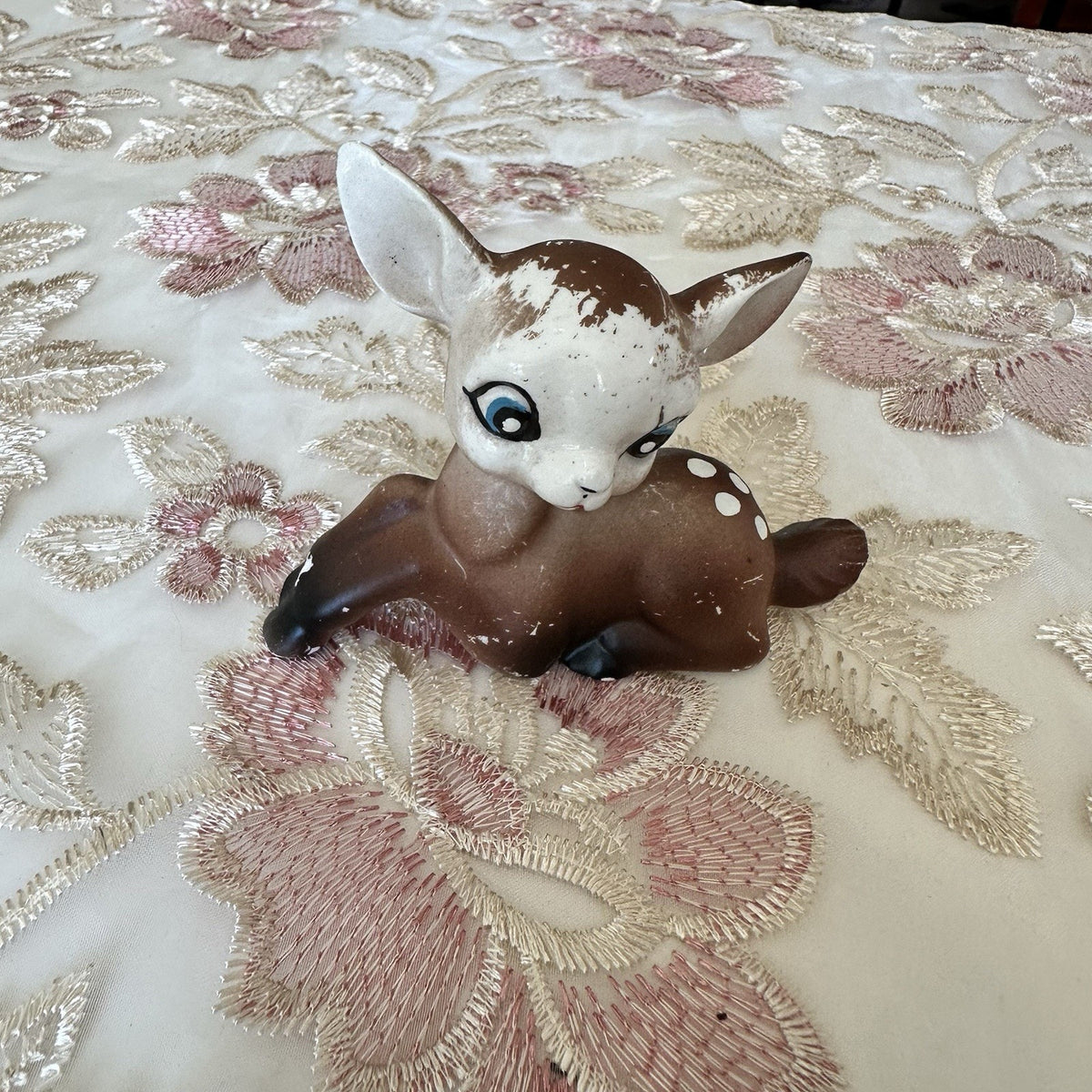 Vintage Ceramic Nara Style Fawn Figurine, Made in Japan, MCM Kitsch Deer