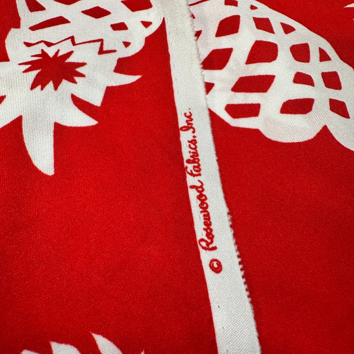 Vintage Rosewood Fabrics Red White Floral Leaf Rayon Fabric 2 Yds Flowy Dress