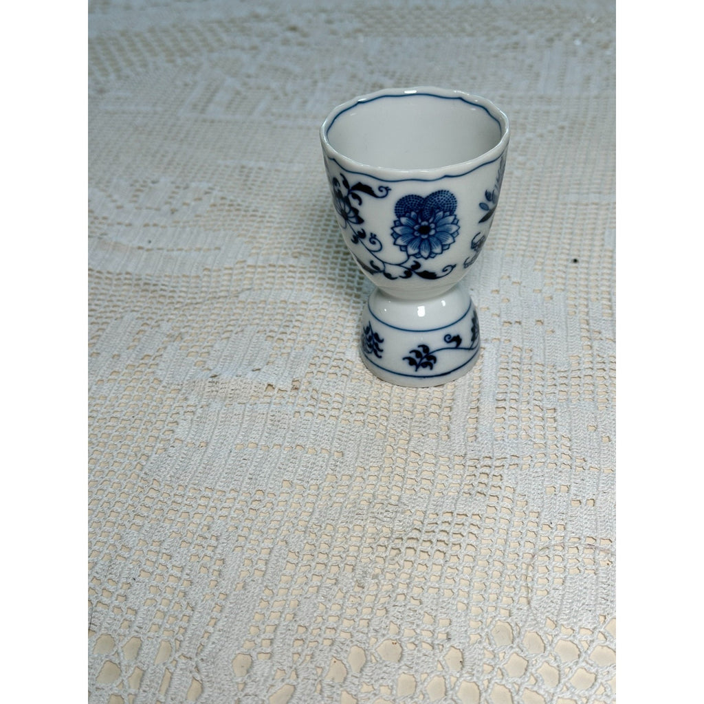 Vintage Blue Danube Japan Blue Onion Porcelain Double Egg Cup Egg Holder