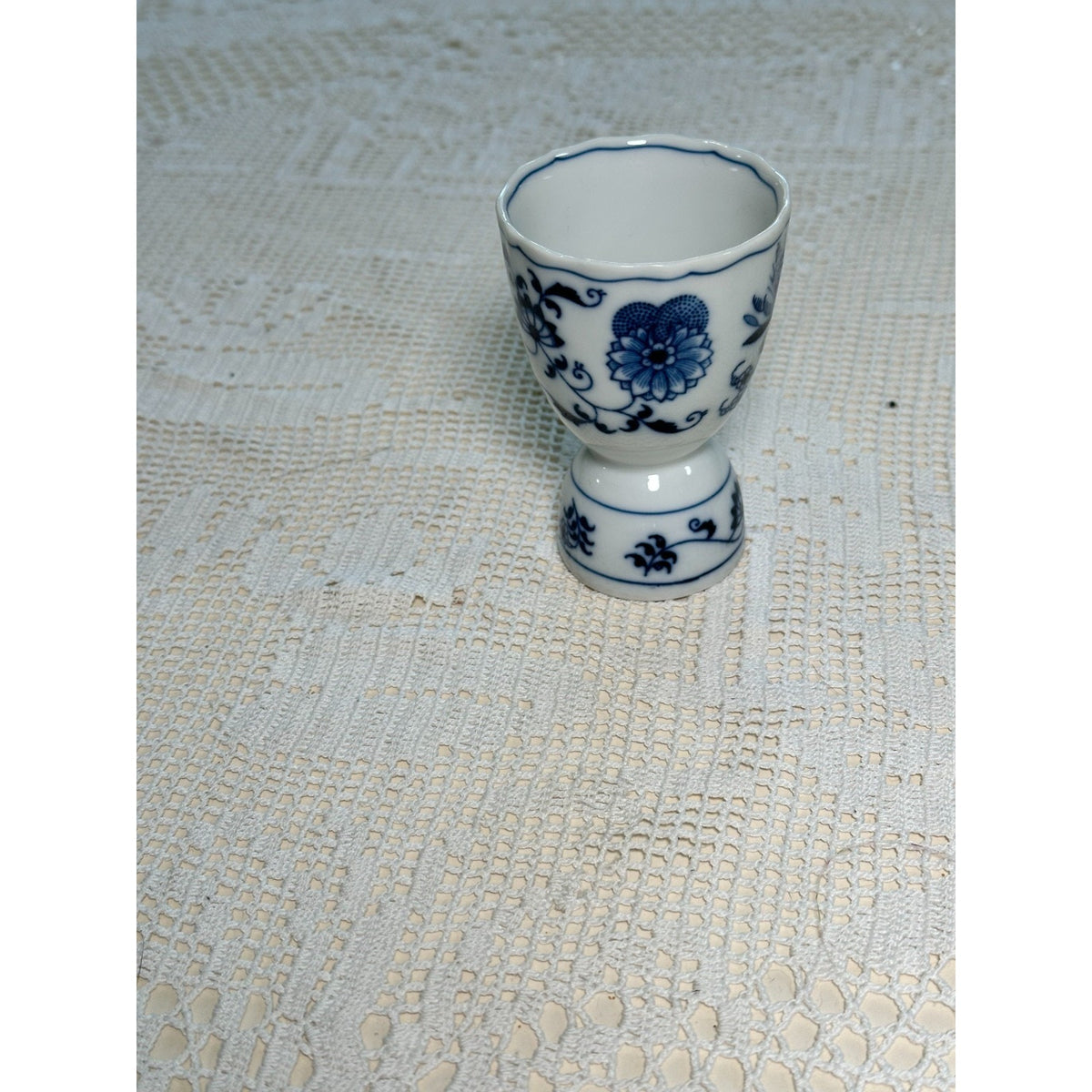 Vintage Blue Danube Japan Blue Onion Porcelain Double Egg Cup Egg Holder