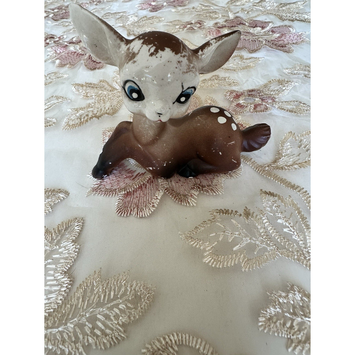 Vintage Ceramic Nara Style Fawn Figurine, Made in Japan, MCM Kitsch Deer