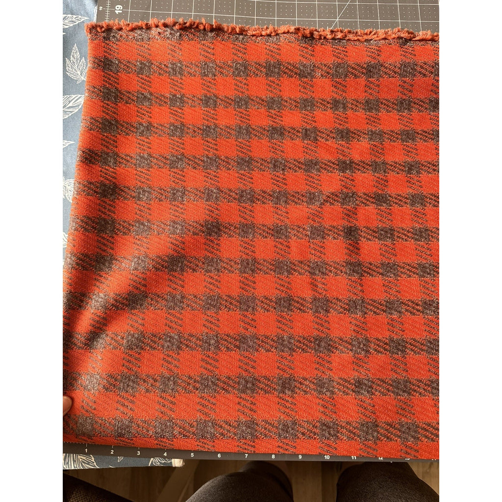 Wool Jacquard Knit Coating Fabric Plaid 72" Wide 2 Y Heavyweight Coat Jacket