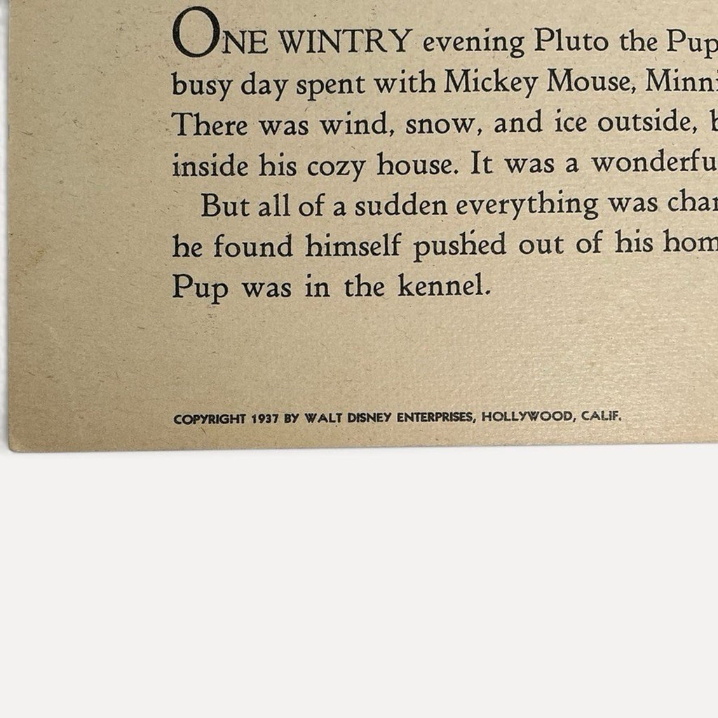 RARE VTG 1937 Pluto the Pup A Walt Disney Picture Story Book #894 Whitman Linen