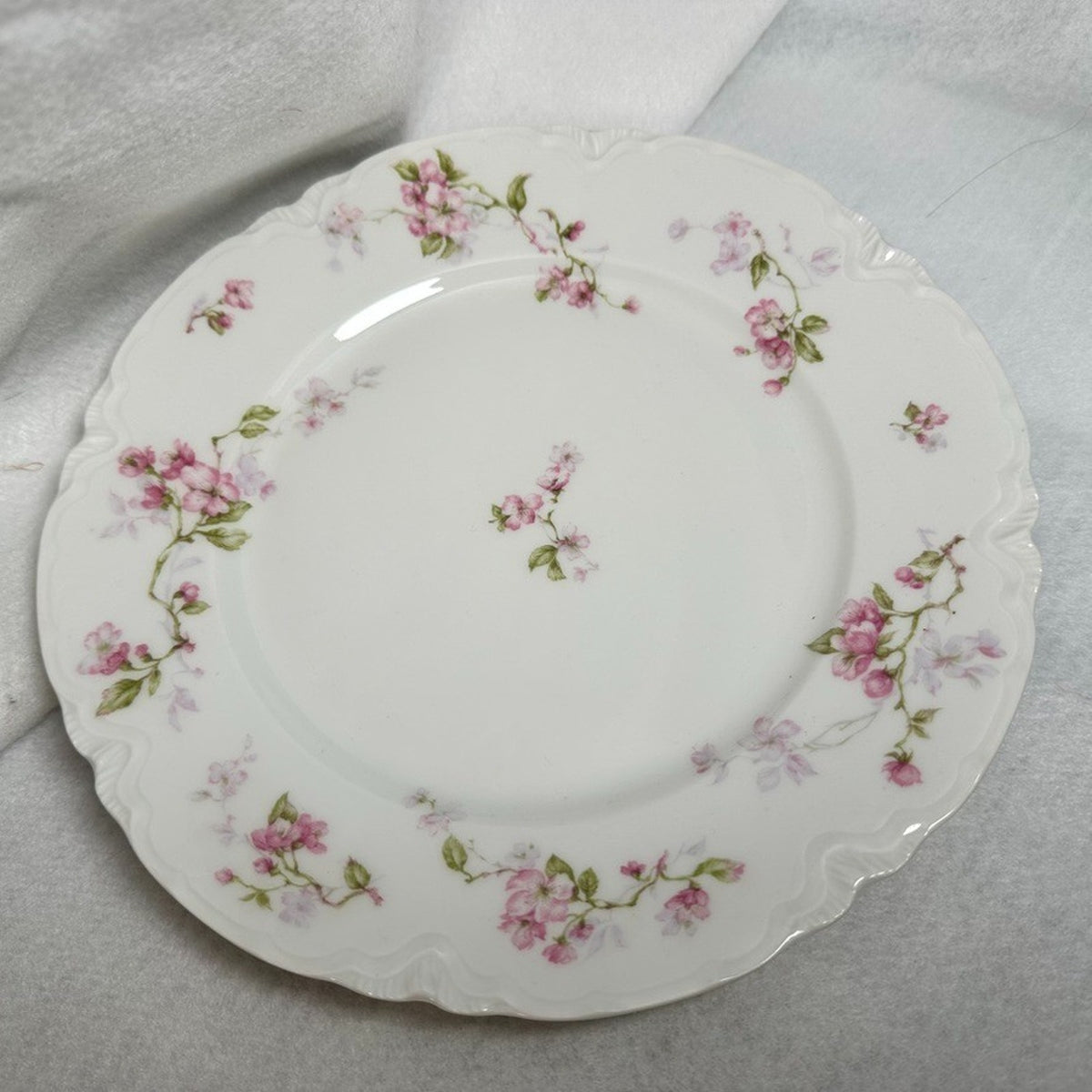 Pair of 2 Antique Haviland Limoges Schleiger 37 Dinner Plates 9.5" Pink Blossom