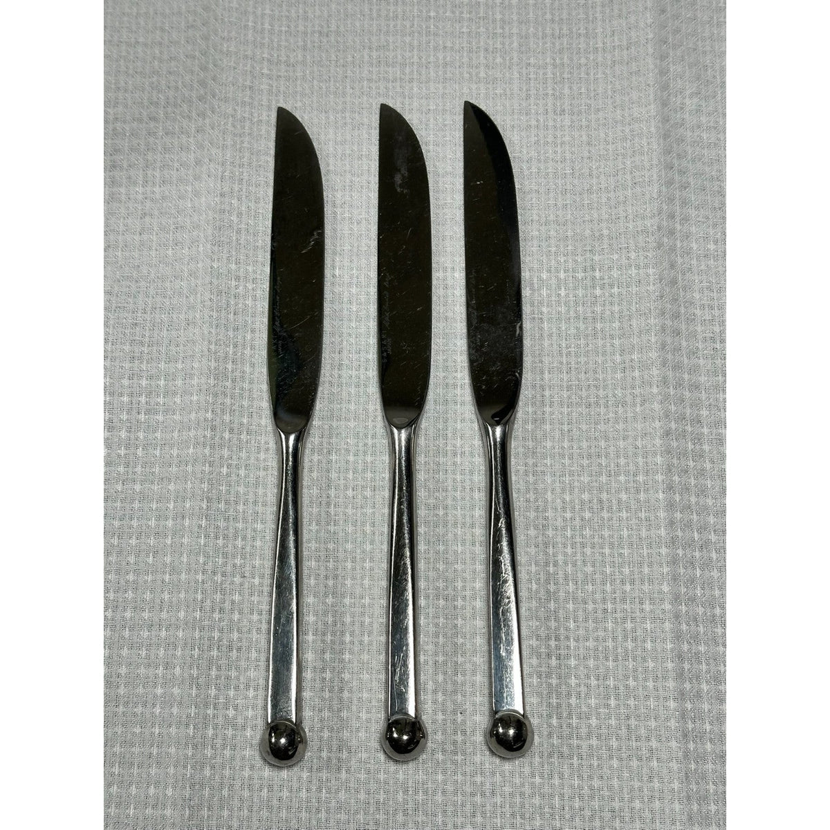 Set (3) Sasaki Orbit by Ward Bennett Table Knives Vintage Stainless Japan MCM