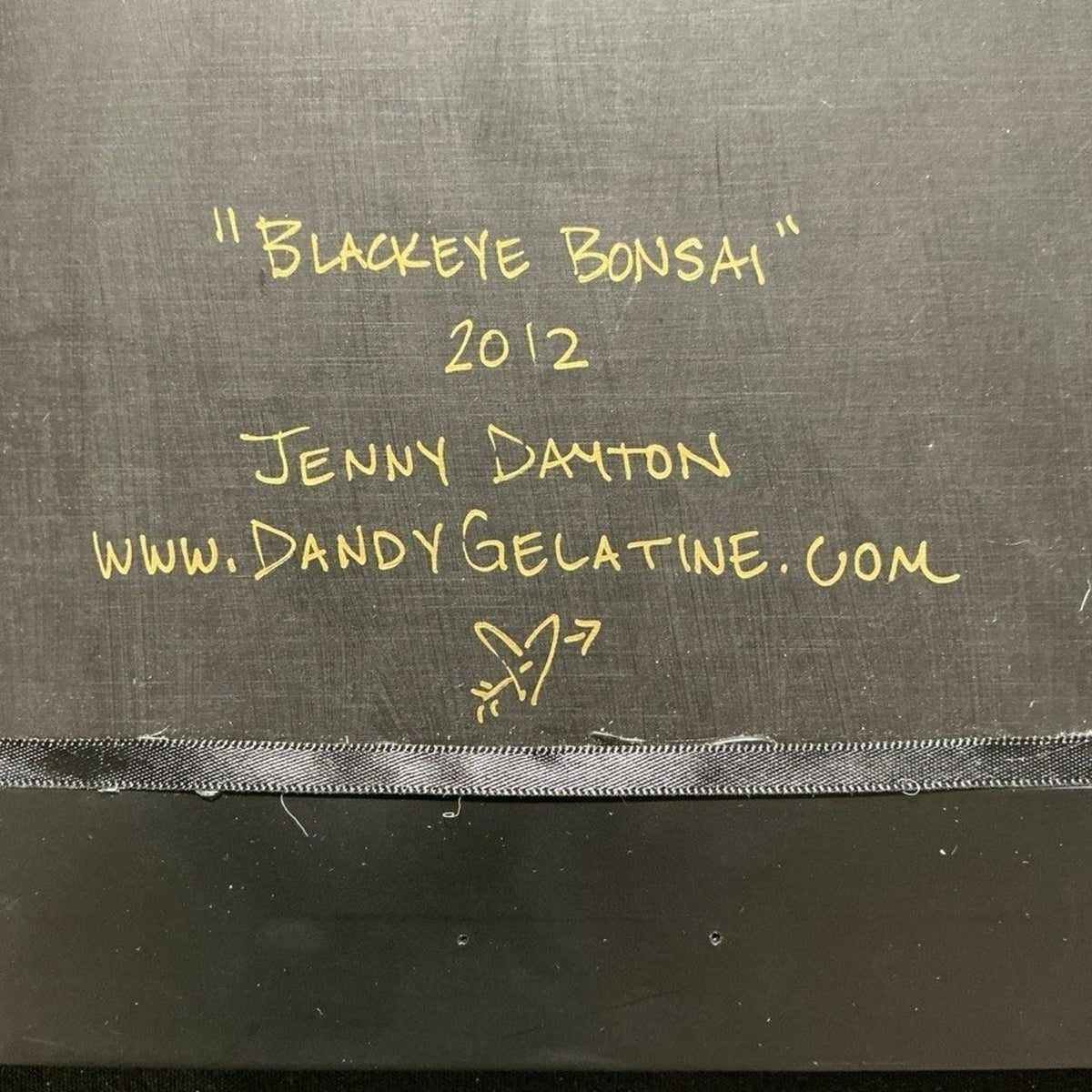 Original Signed 2012 Jenny Dayton "Blackeye Bonsai" 15.25x30.5" Acrylic on Wood
