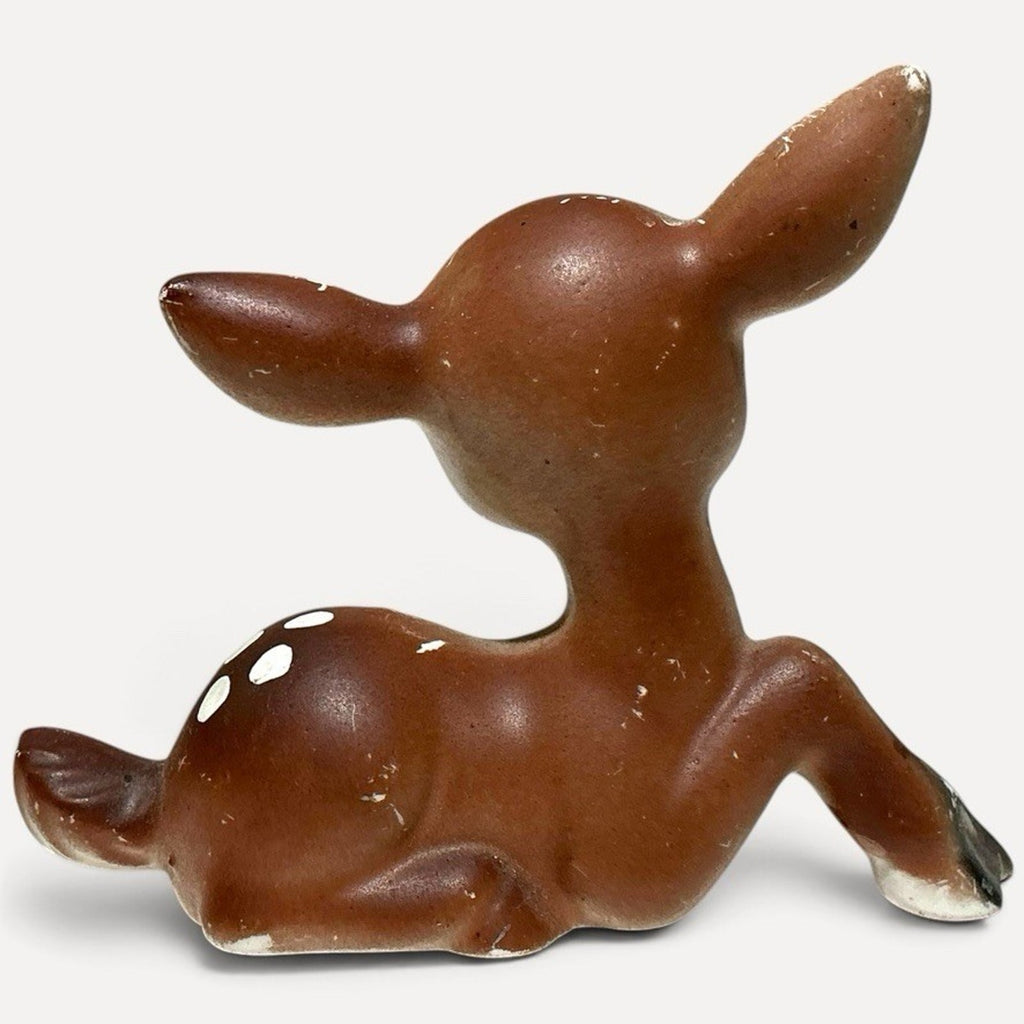 Vintage Ceramic Nara Style Fawn Figurine, Made in Japan, MCM Kitsch Deer