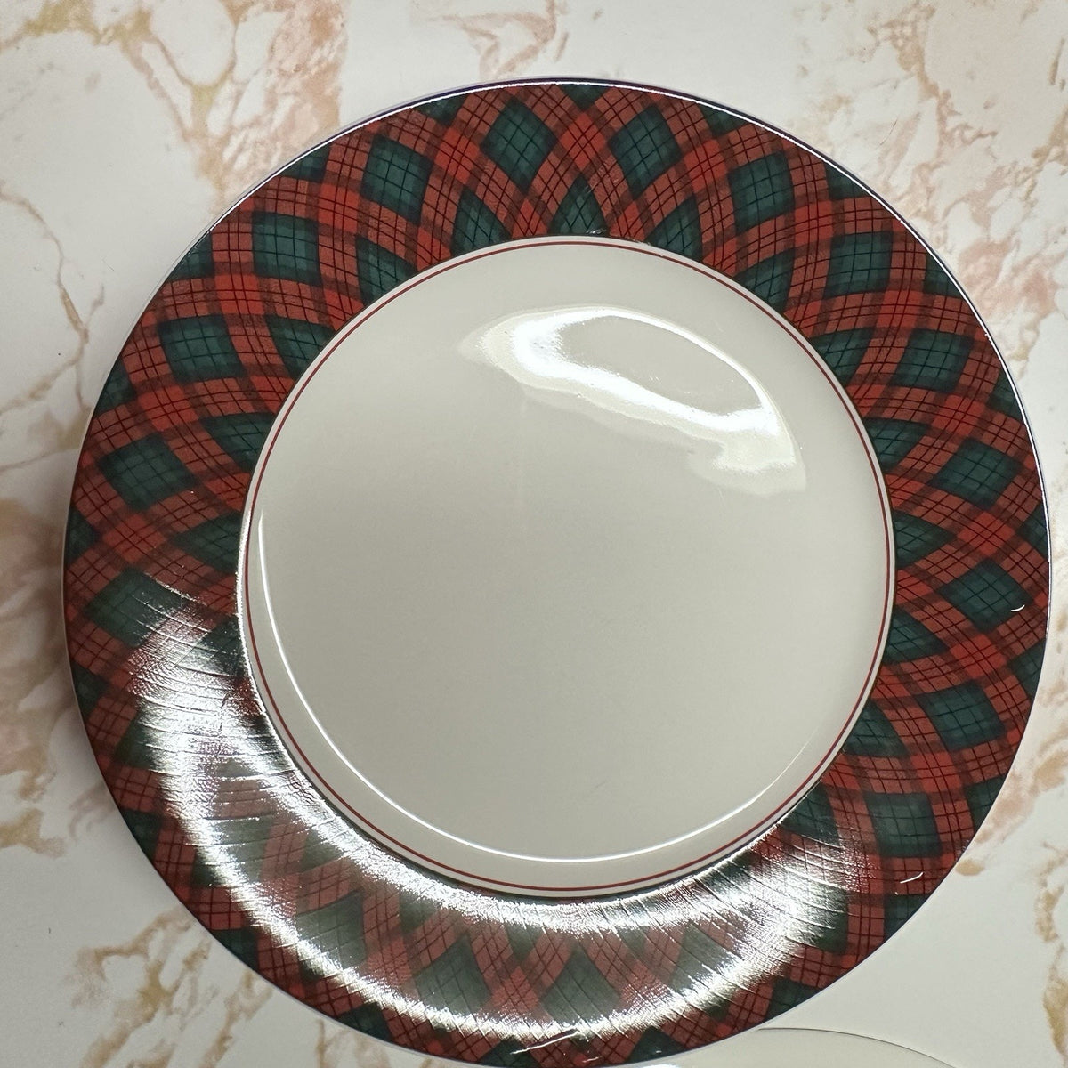 VTG Sasaki Tartan Plaid Christmas Dessert Plates Set of 3 Charles Roberts Japan