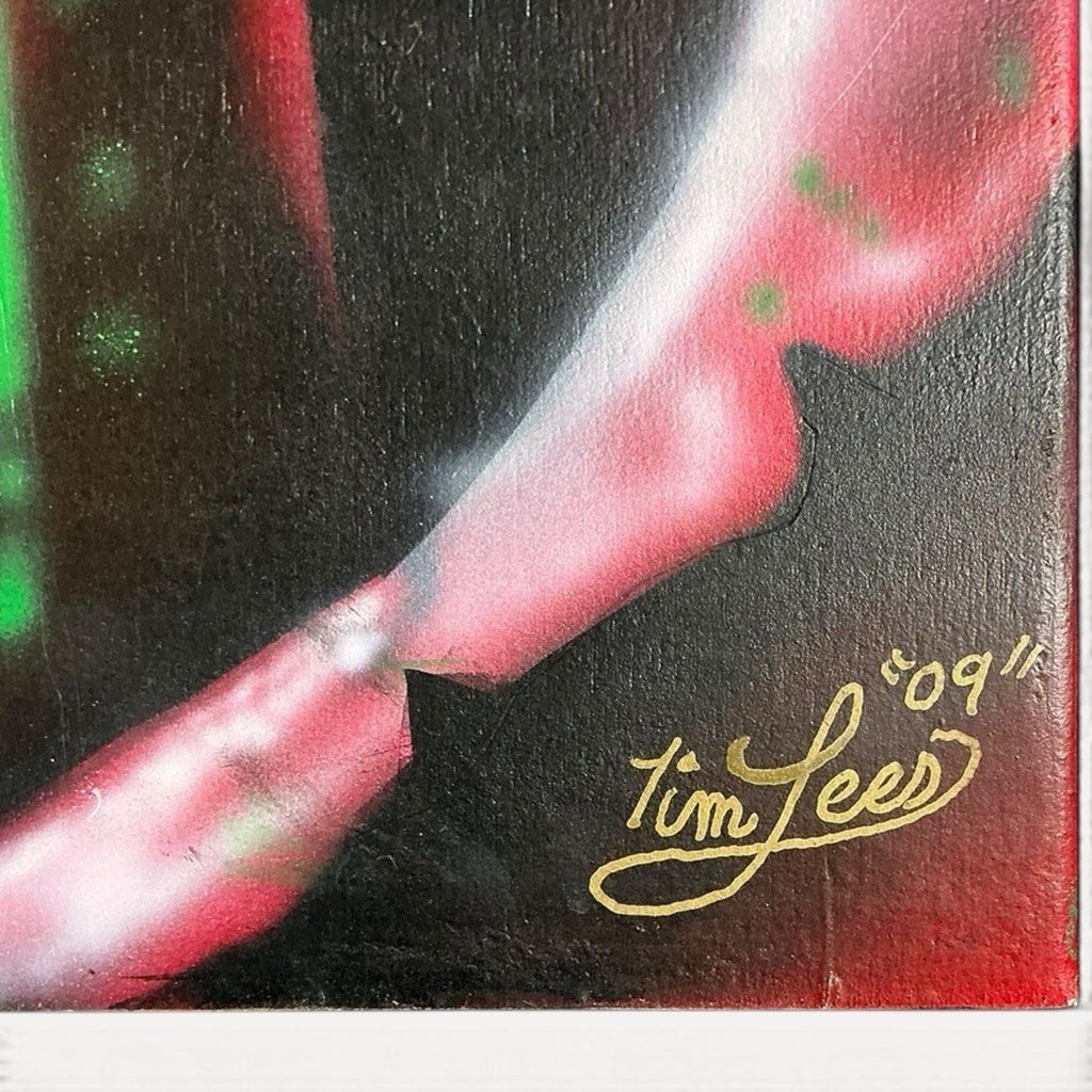 Tim Lees 2009 Skull Painting 48x24 Ink Master Tattoo Artist Signed Original Goth