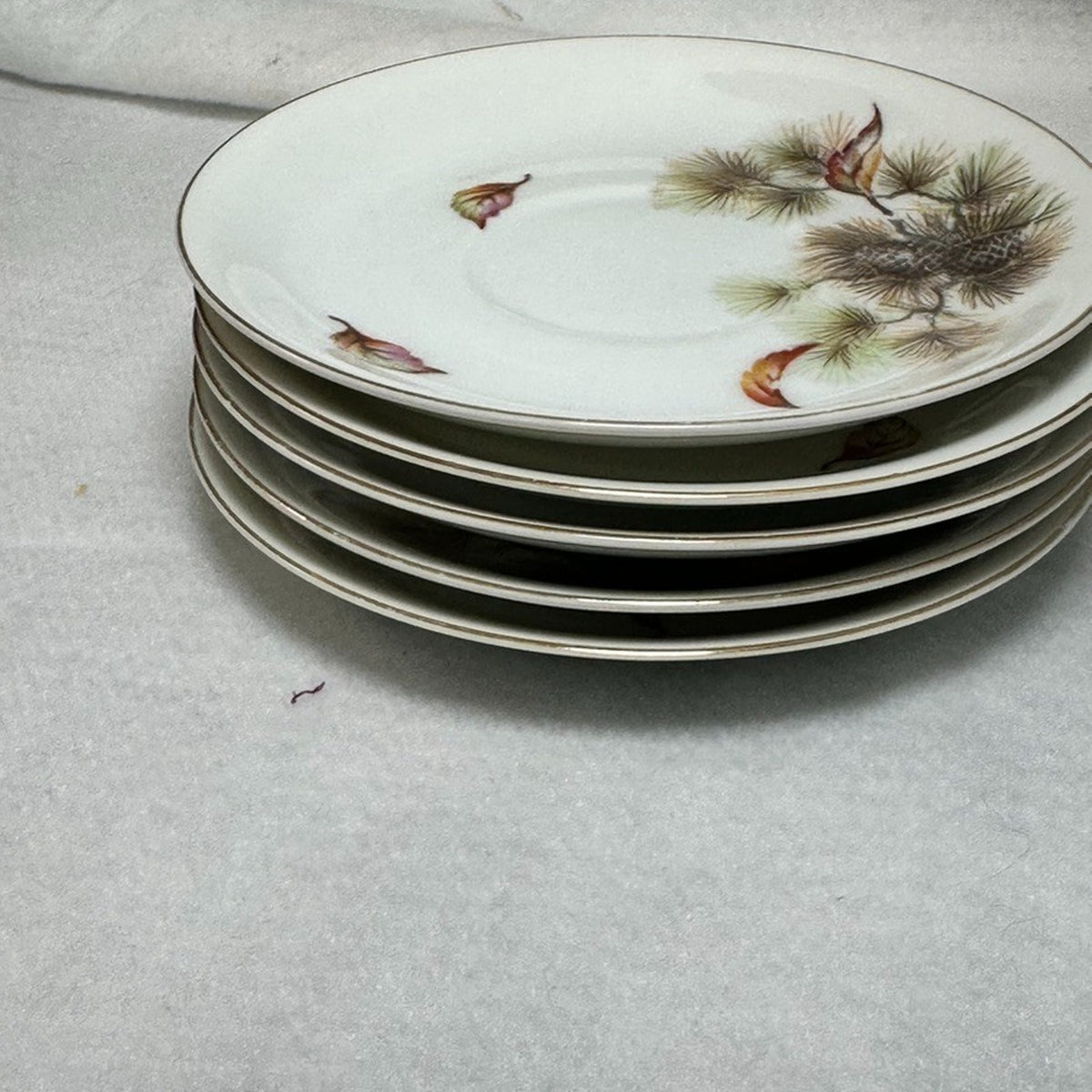 Vintage Gem China Japan Pinecone Teacups Saucers Plates Sugar Bowl Set