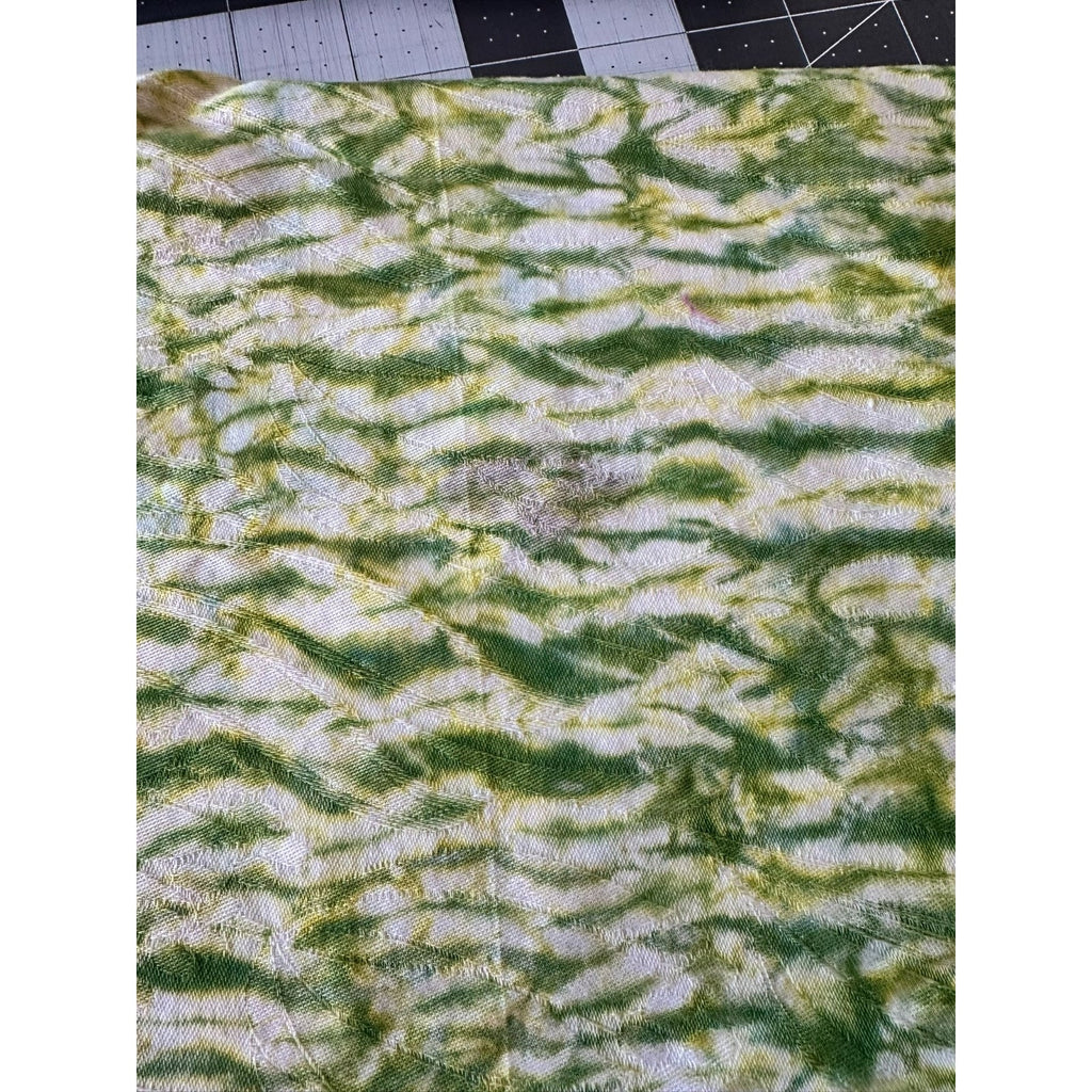 VTG Japanese Green Shibori Jacquard Fabric Panel – 2.5 Yds x 28" Wide (As-Is)