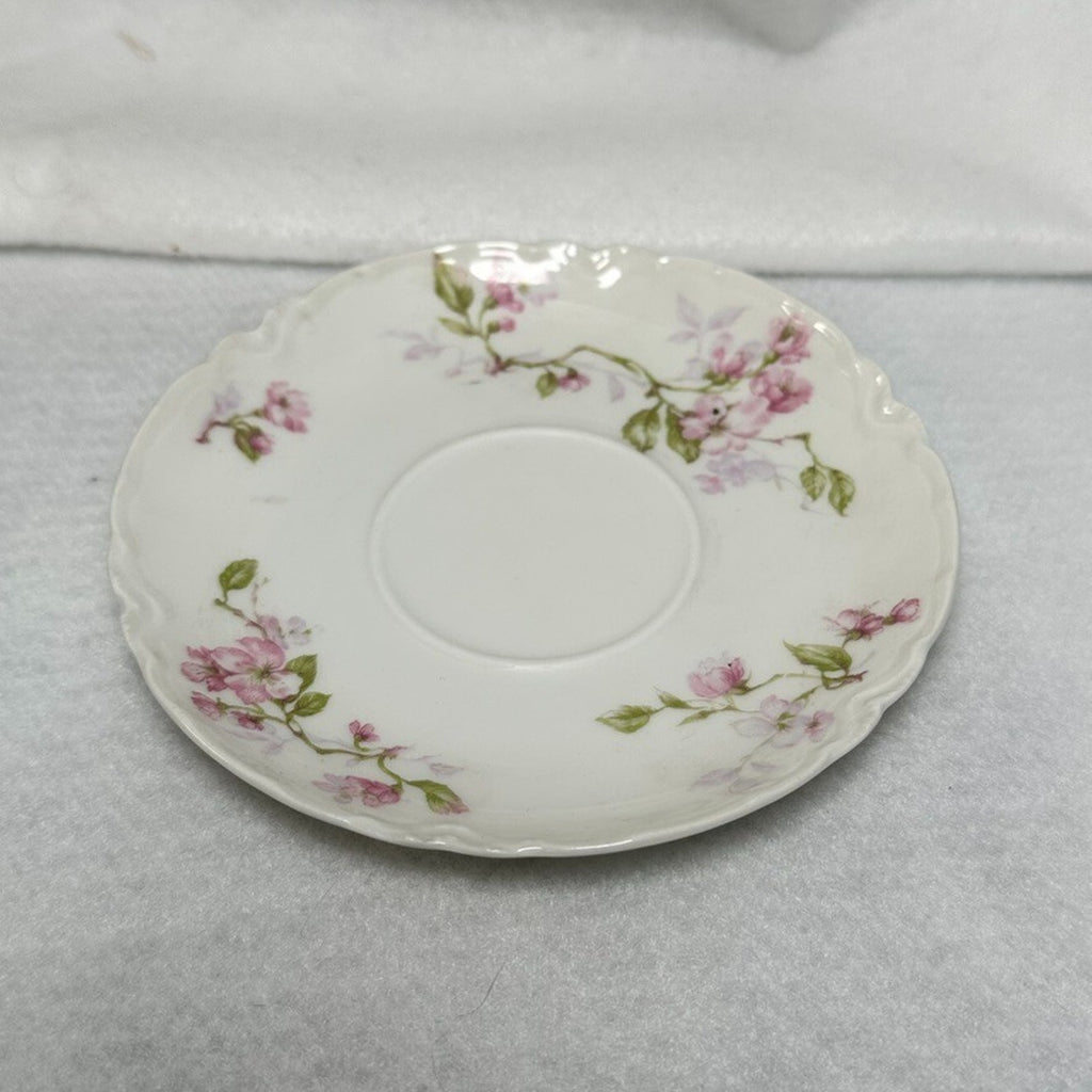 Set of 4 Haviland Limoges Schleiger 37 Teacup & Saucer Antique Pink Floral