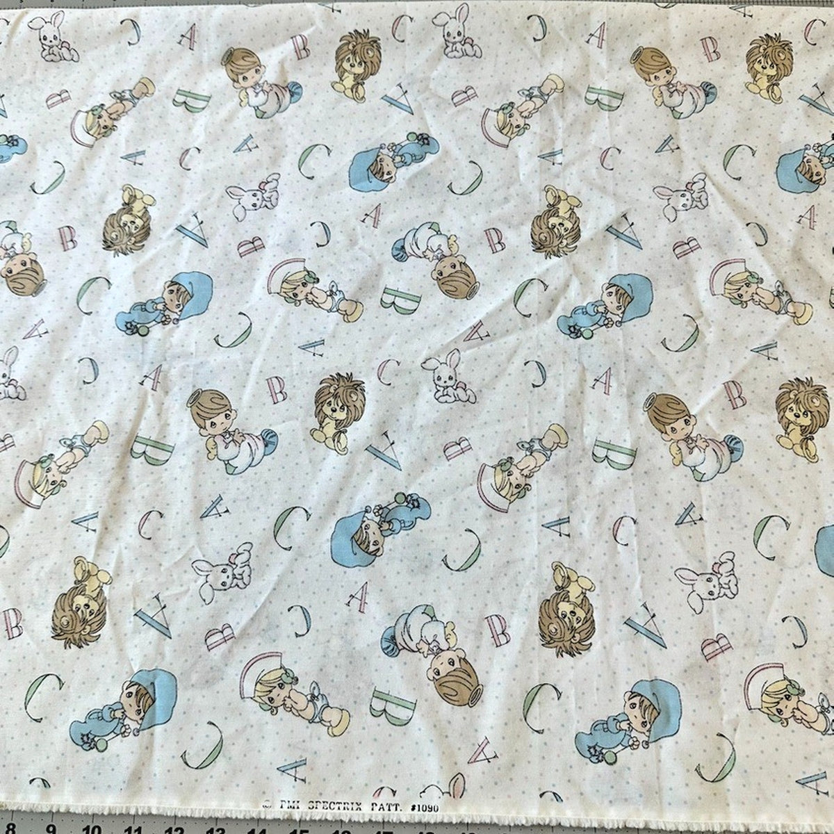 1999 ABCD clouds Precious Moments fabric BABY Spectrix 1YD quilt material VTG