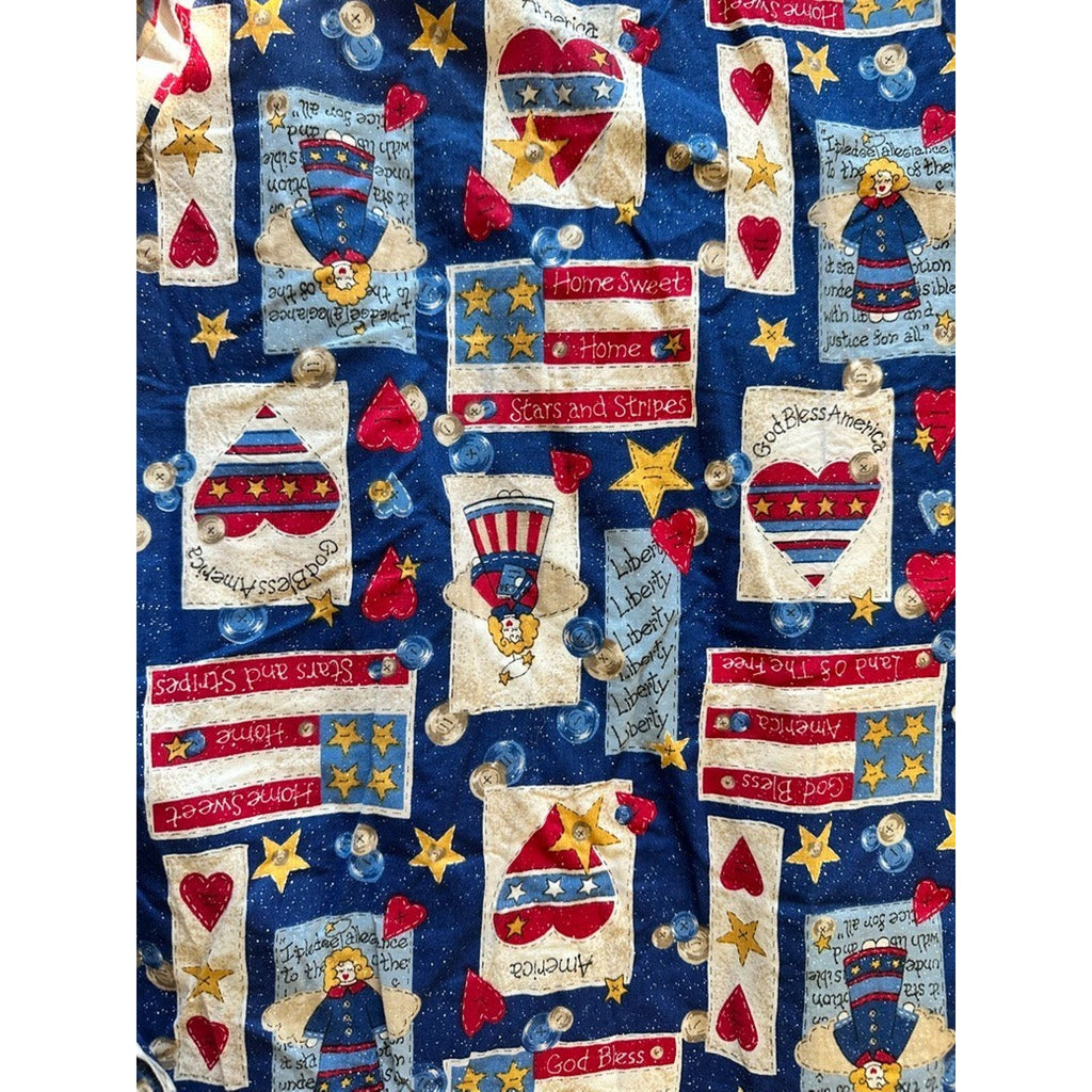 Vintage 1990s Americana Patriotic Fabric Lot 7.5 Yds Stripes Patriotic Cotton