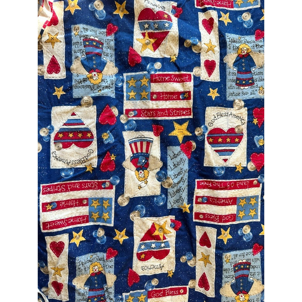 Vintage 1990s Americana Patriotic Fabric Lot 7.5 Yds Stripes Patriotic Cotton