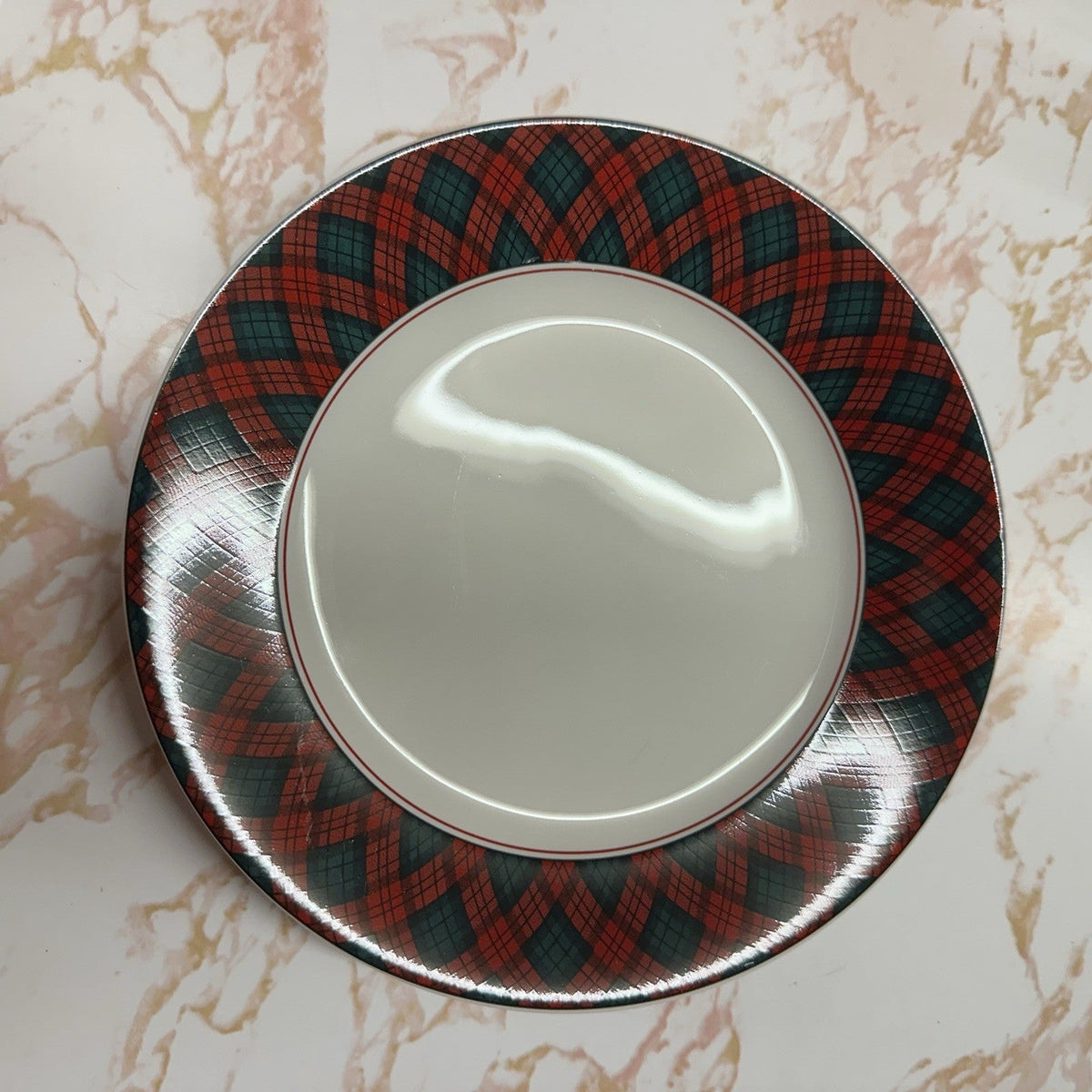 VTG Sasaki Tartan Plaid Christmas Salad Plates Set of 3 Charles Roberts Japan